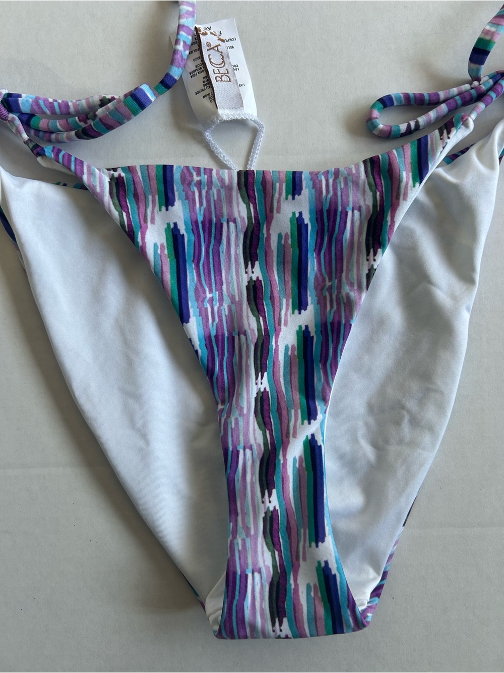 BECCA Purple Printed Tie-Side Bikini Bottom Size XS